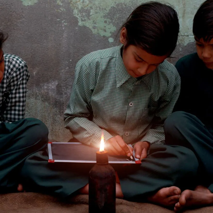 school children writing