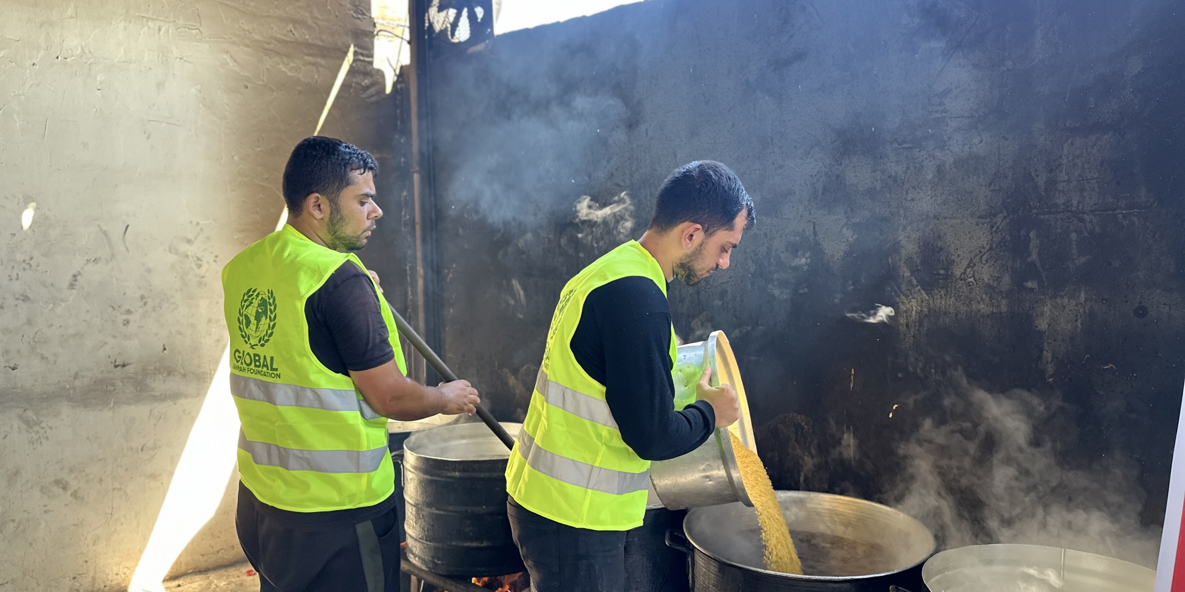 GRF team cooking hot meals for emergencies