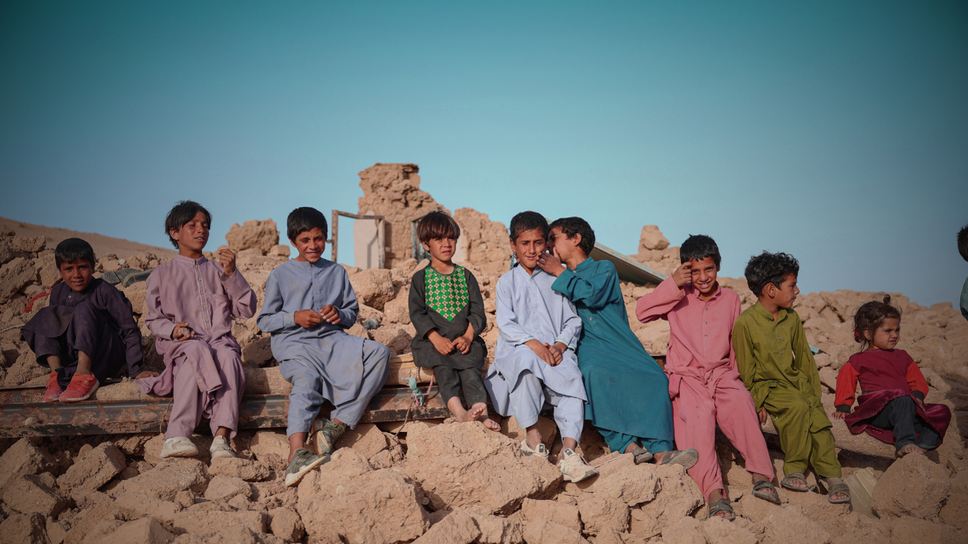 children sitting in Afghanistan