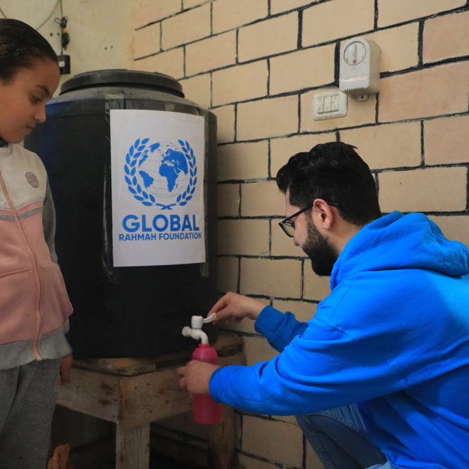 Water distribution in Gaza through GRF Gaza charity appeal