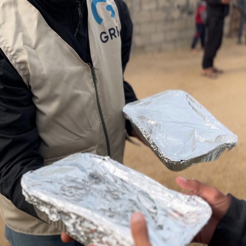 GRF distributing hot meals in Gaza in January 2025