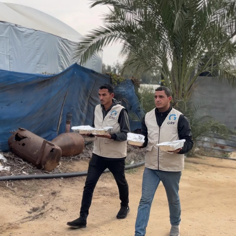 GRF distributing hot meals in Gaza in January 2025