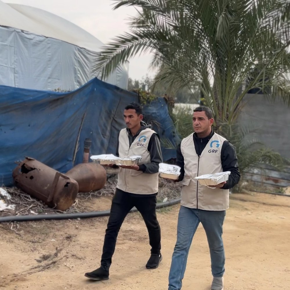 GRF distributing hot meals in Gaza in January 2025